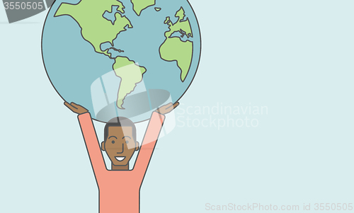 Image of Businessman with globe.