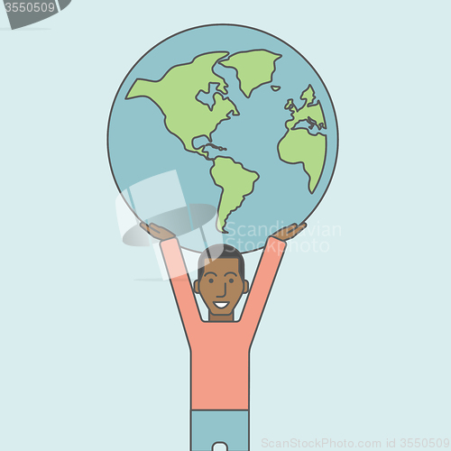 Image of Businessman with globe.