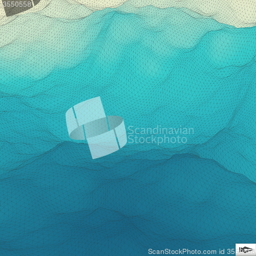 Image of Water Surface. Wavy Grid Background. Mosaic. 