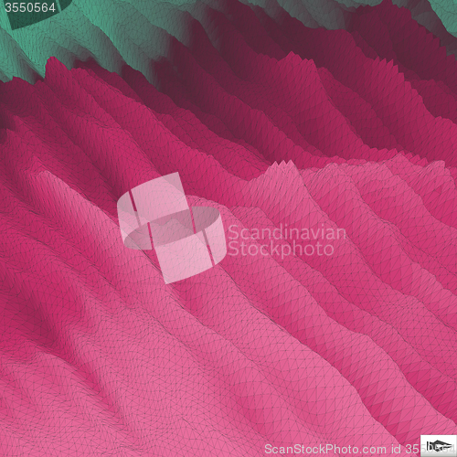 Image of Wavy Grid Background. Mosaic. 3d Abstract Vector Illustration. 