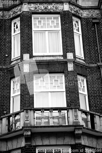 Image of in europe london old red brick wall and      historical window
