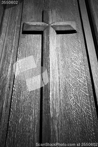 Image of castellanza blur lombardy  a    curch  closed wood  cross