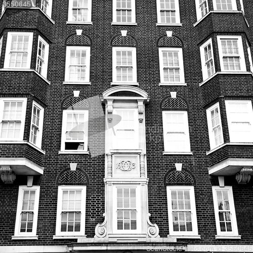 Image of window in europe london old red brick wall and      historical 