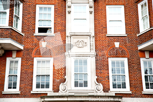 Image of old window in europe london  red brick wall      historical 