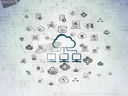 Image of Cloud computing concept: Cloud Network on Digital Paper background