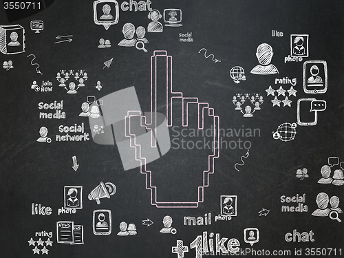 Image of Social network concept: Mouse Cursor on School Board background