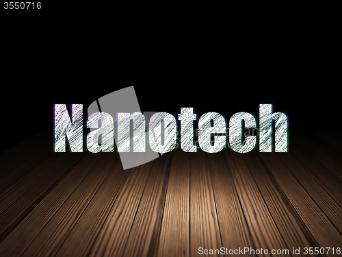 Image of Science concept: Nanotech in grunge dark room