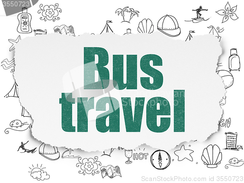 Image of Travel concept: Bus Travel on Torn Paper background