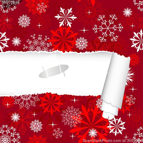 Image of Snowflakes Pattern With Torn  Stripe
