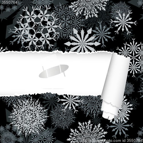 Image of Snowflakes Pattern With Torn  Stripe