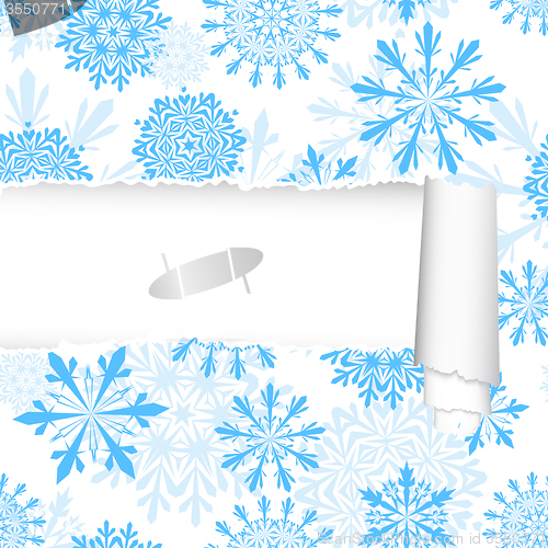 Image of Snowflakes Pattern With Torn  Stripe
