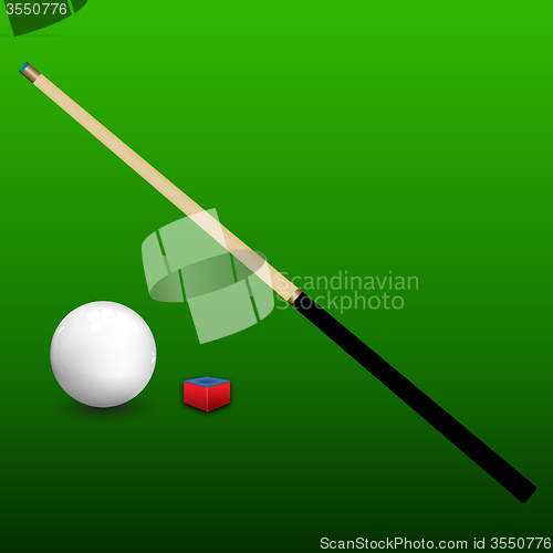 Image of Billiard Cue, Ball and Chalk