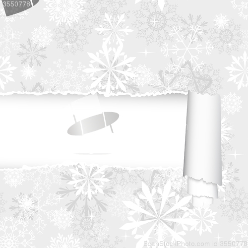 Image of Snowflakes Pattern With Torn  Stripe