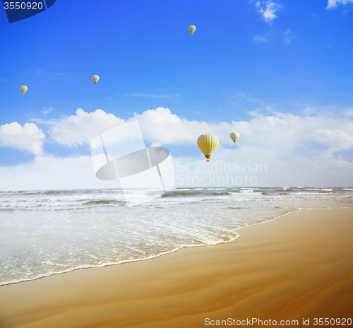 Image of Air balloons over the sea