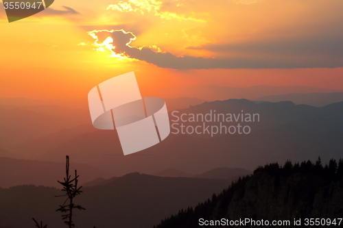 Image of orange sunset over the mountains