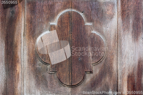 Image of detail on old wooden door