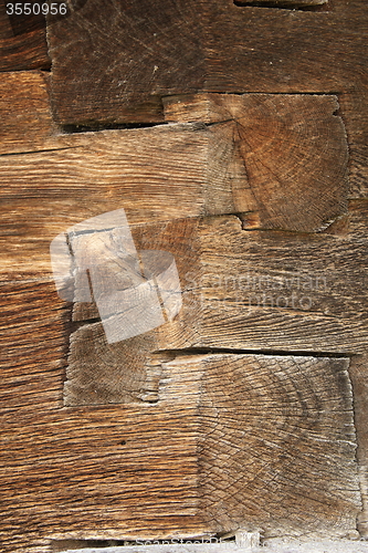 Image of wooden beams on old wall