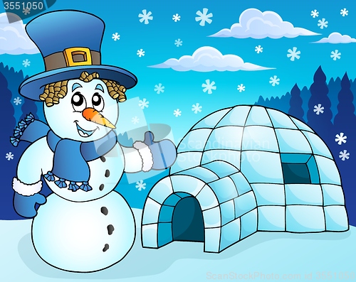 Image of Igloo with snowman theme 3