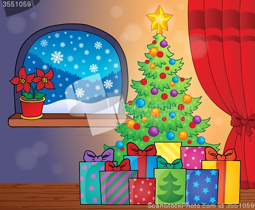 Image of Christmas tree and gifts theme image 2