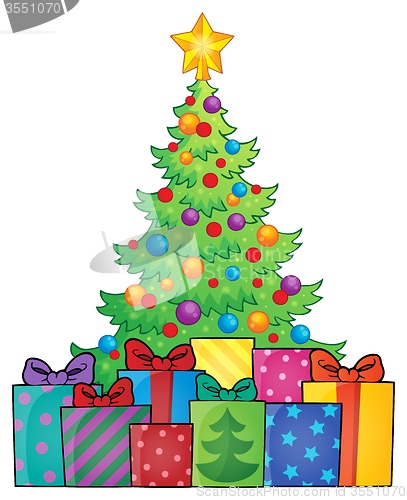 Image of Christmas tree and gifts theme image 1