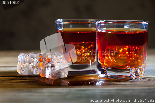 Image of good old whiskey with ice