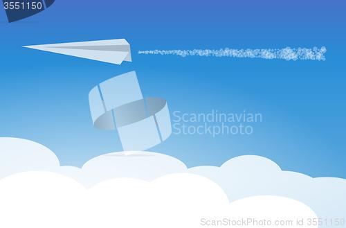Image of paper airplane in clouds