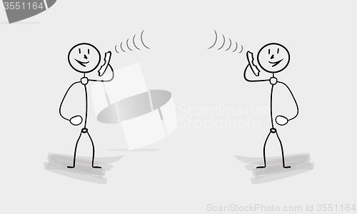 Image of two people with phone, calling each other