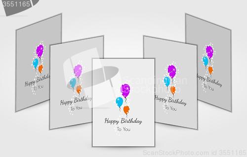 Image of few birthday cards with balloons
