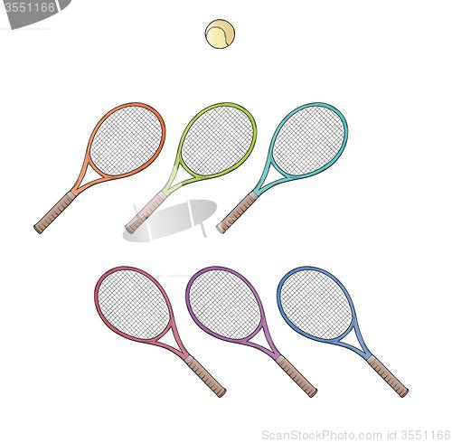 Image of tennis rackets and ball