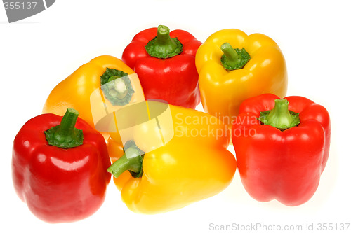 Image of Red and yellow peppers