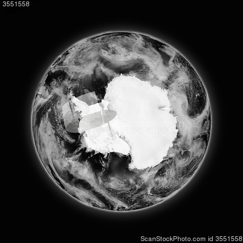 Image of Antarctica on dark planet Earth