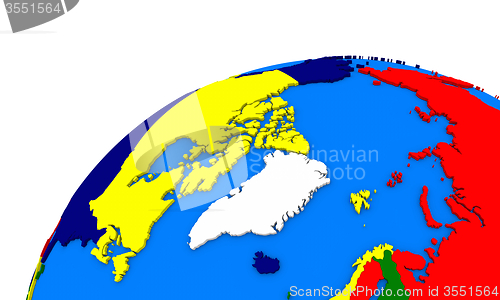 Image of Arctic north polar region on Earth political map