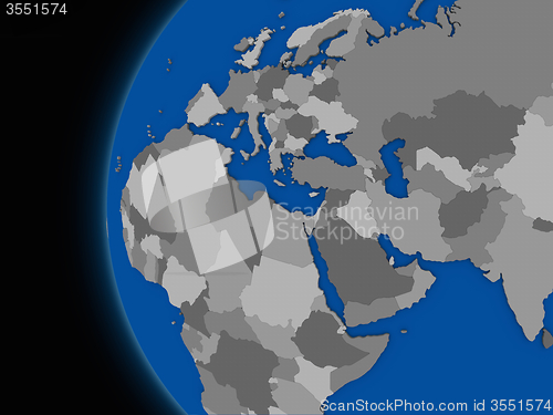 Image of EMEA region on political Earth