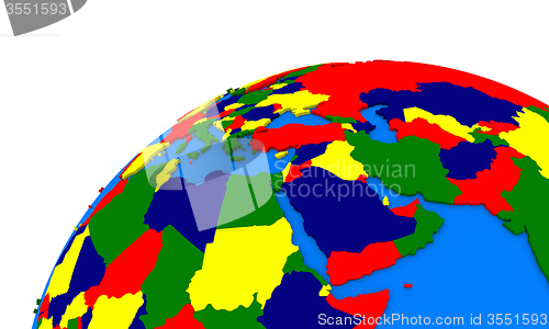 Image of middle east region on Earth political map