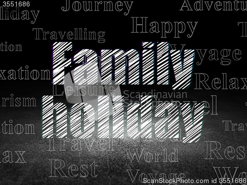 Image of Tourism concept: Family Holiday in grunge dark room