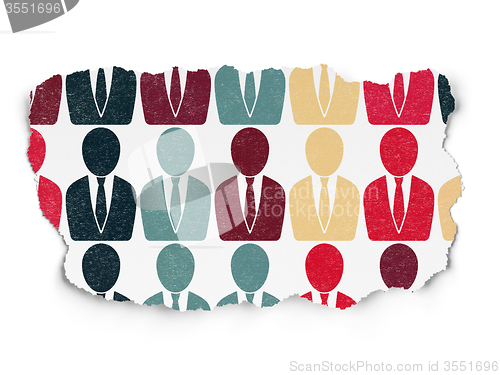 Image of Law concept: Business Man icons on Torn Paper background