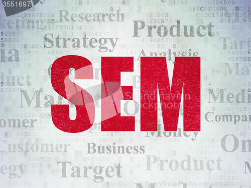Image of Advertising concept: SEM on Digital Paper background