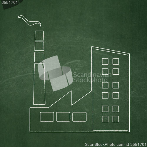 Image of Industry concept: Industry Building on chalkboard background