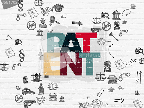 Image of Law concept: Patent on wall background