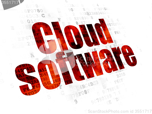 Image of Cloud networking concept: Cloud Software on Digital background