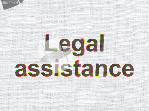 Image of Law concept: Legal Assistance on fabric texture background