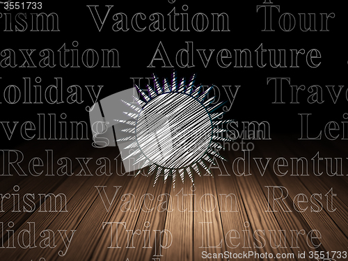 Image of Tourism concept: Sun in grunge dark room