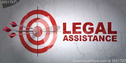 Image of Law concept: target and Legal Assistance on wall background