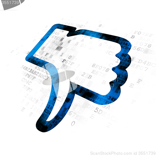 Image of Social media concept: Thumb Down on Digital background