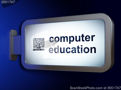Image of Learning concept: Computer Education and Computer Pc on billboard background