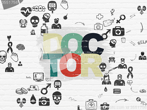 Image of Medicine concept: Doctor on wall background