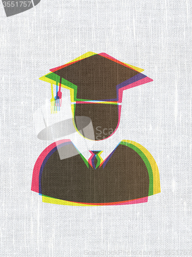 Image of Studying concept: Student on fabric texture background