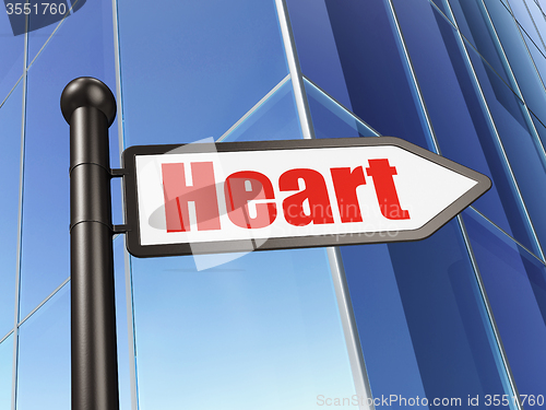 Image of Medicine concept: sign Heart on Building background