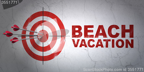 Image of Vacation concept: target and Beach Vacation on wall background