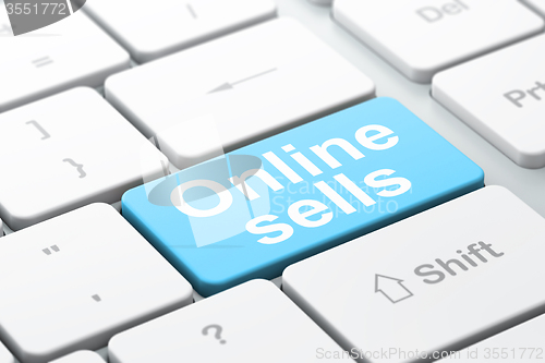 Image of Marketing concept: Online Sells on computer keyboard background